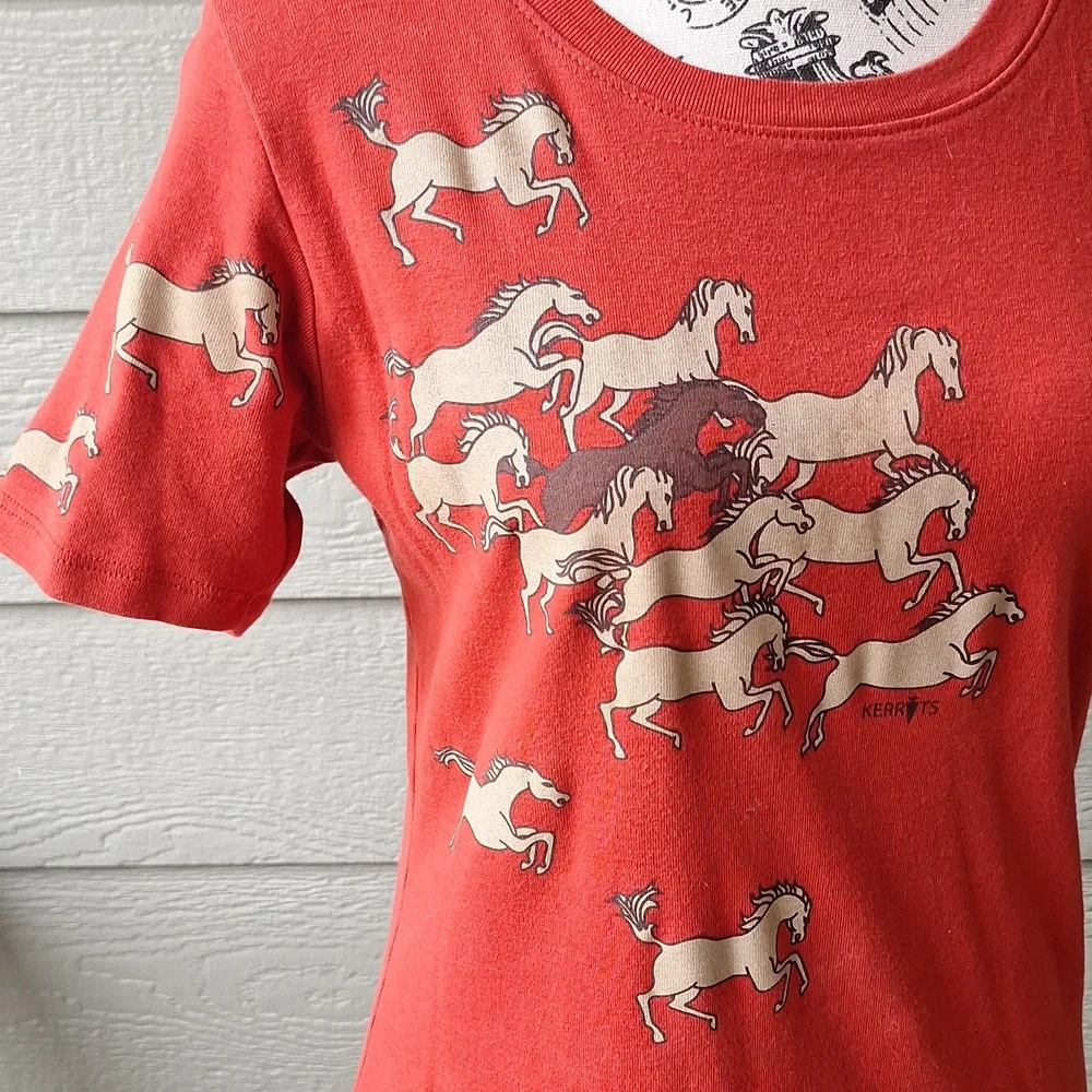 Vintage Kerrits Horse Girl Front And Back Graphic Baby Tee Brick Red Size M - Picture 2 of 12